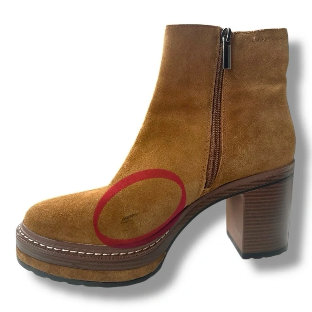 Steve Madden Sloanne Suede Leather Platform Ankle Boots in Cognac | Size 9.5
